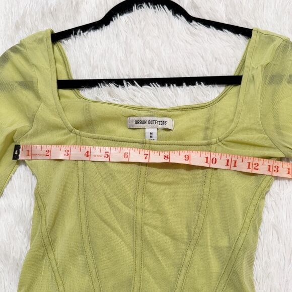 Women Urban Outfitters Persephone Mesh Corset Top in Green Lime Size Medium - Picture 7 of 8